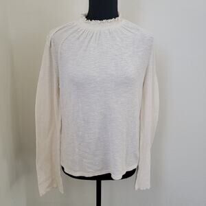 Madewell Texture & Thread Cream Long Sleeve‎ Mockneck Top Sz Medium 100% Cotton